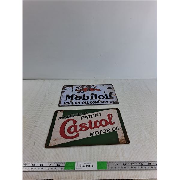 (2) 12"x8" Motor Oil Signs