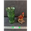 Image 1 : Battery Powered Bird Decor, Green Glass Vase