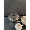 Image 2 : (2)  8" Cooking Pots, Ceramic Sugar Dish with Lid and Spoon