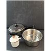 Image 3 : (2)  8" Cooking Pots, Ceramic Sugar Dish with Lid and Spoon