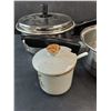 Image 4 : (2)  8" Cooking Pots, Ceramic Sugar Dish with Lid and Spoon