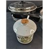 Image 5 : (2)  8" Cooking Pots, Ceramic Sugar Dish with Lid and Spoon