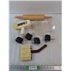 Image 1 : Vintage Fisher Price Movie Viewer, Caster Wheels, Wooden Rolling Pin, Brush, Misc
