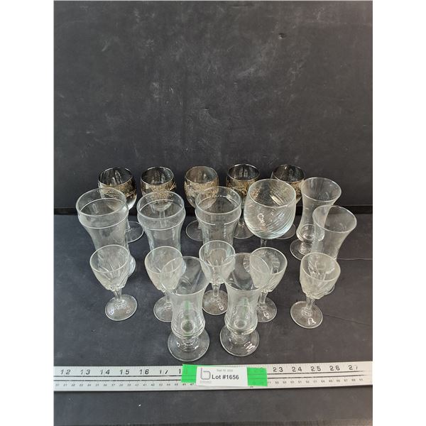 (18) Glass Goblets, Cups - PICK UP