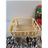 Image 3 : Spoons, Forks, Knives, Bicycle Stand, Folding Barbecue, Hamburger Press, Dish Rack, Cookie Jar, Misc