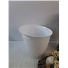 Image 2 : Plastic Garbage Bin, Galvanized Pitcher, Wood Wall Decor