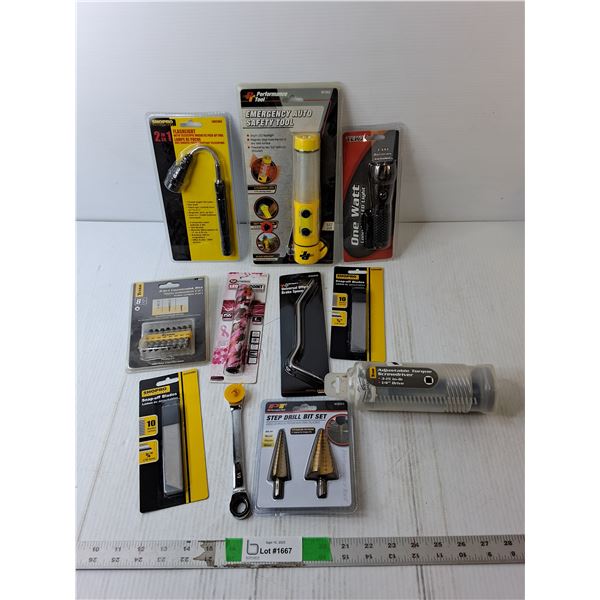 Auto Safety Tool, Magnetic Flashlight, Countersink Bits, Misc. - Sealed
