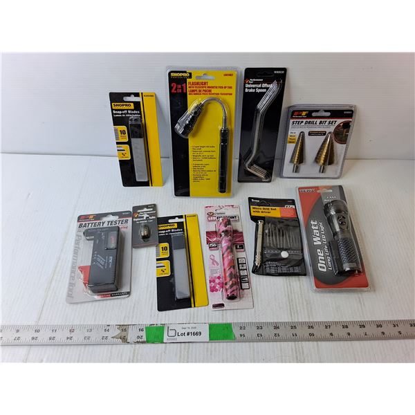 Battery Tester, Magnetic Flashlight, Step Drill Bit Set, Misc. - Sealed