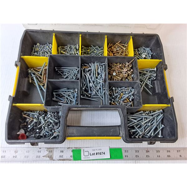 Plastic Container with Various Screws 14" x 11"