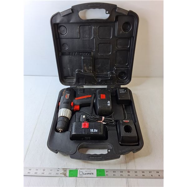 Jobmate Drill, (2) Batteries, Charger & Case (No Latches)- Powers On