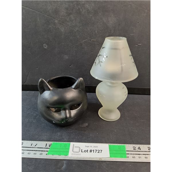 Black Cat Head Tea Candle Holder, Tea Light Lamp