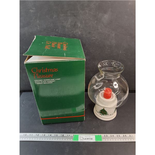 Christmas Pleasure Ceramic Hurricane Lamp with Glass Chimney