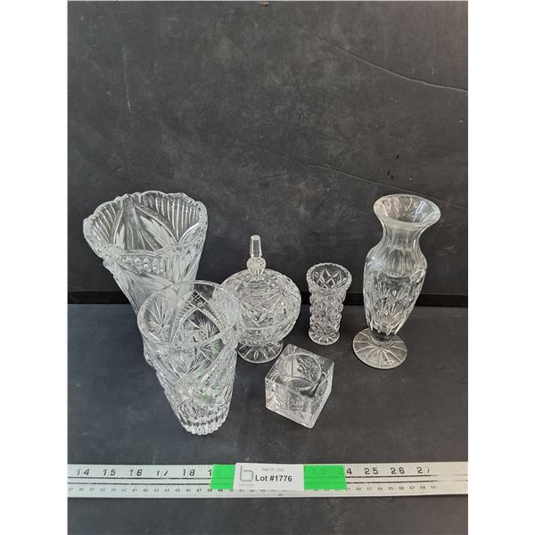 Crystal Cup, Lidded Candy Dish, Vases, Tea Candle Holder