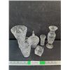 Image 1 : Crystal Cup, Lidded Candy Dish, Vases, Tea Candle Holder