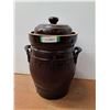 Image 1 : # Brown Glazed Fermentation Crock Jar w/Lid - 19" x 12" - CANNOT SHIP