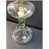 Image 2 : Antique Round Pedestal Oil/Kerosene Lamp w/Shade - 18.5" x 6"