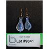 Image 1 : Blue Art Glass Pendant Drop Earrings