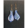 Image 2 : Blue Art Glass Pendant Drop Earrings