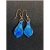 Image 3 : Blue Art Glass Pendant Drop Earrings