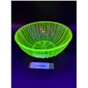 Image 1 : Uranium Glass Serving/Mixing Bowl - 8.5" x 3.5" - Has Chip on Edge of Bowl, as Pictured