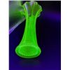 Image 3 : Vintage Uranium Glass Ruffled Edge Vase - 10" Tall