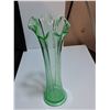 Image 4 : Vintage Uranium Glass Ruffled Edge Vase - 10" Tall