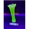 Image 1 : Vintage Uranium Glass Ruffled Edge Vase - 8" Tall