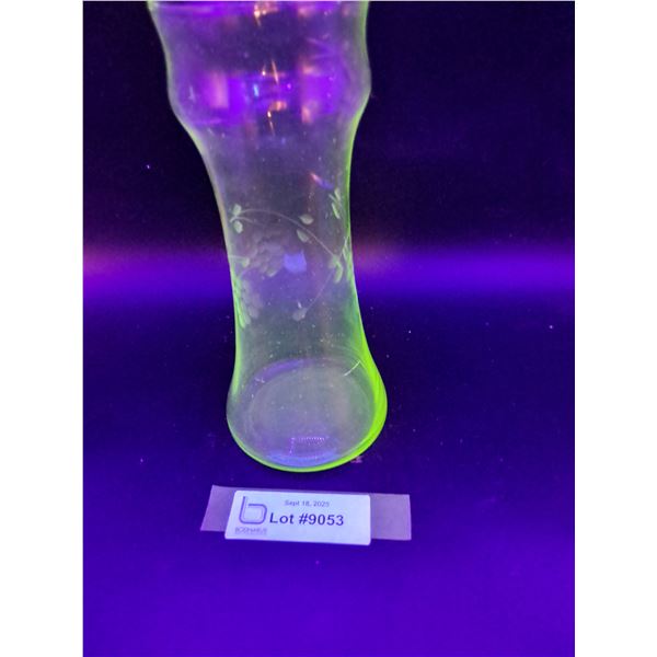 Vintage Uranum Etched Floral Vase -8" Tall