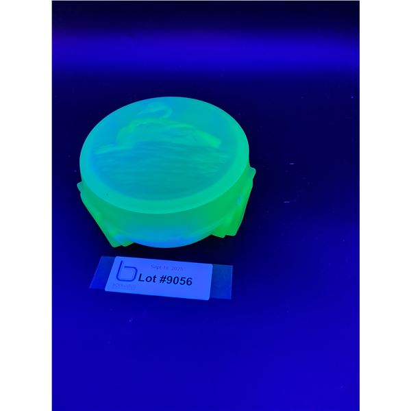 Vintage Frosted Glass Swan Trinket Dish w/ Lid - Has Chip, As Pictured - 4.5" x 3"