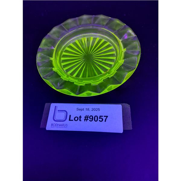 Vintage Uranium Glass Round Dish - 4" Diameter