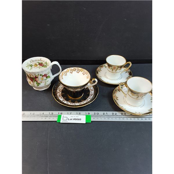 (2) Nippon Tea Cup Sets, Royal Albert "December" Tea Cup & Royal Stafford Tea Cup Set