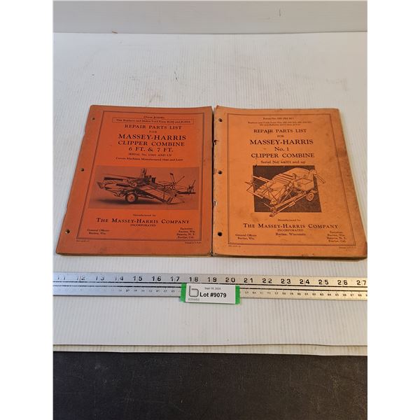 (2) Vintage Massey-Harris Repair Parts List Booklets