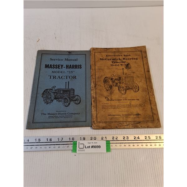 (2) Vintage Tractor Service Manuals Massey-Harris & McCormick-Deering)