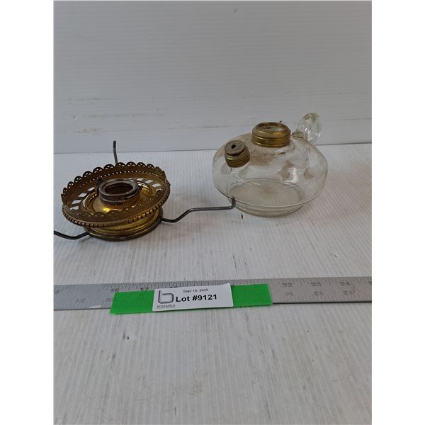 Clear Glass Oil Lamp Base & Conversion Kit For Oil Lamp