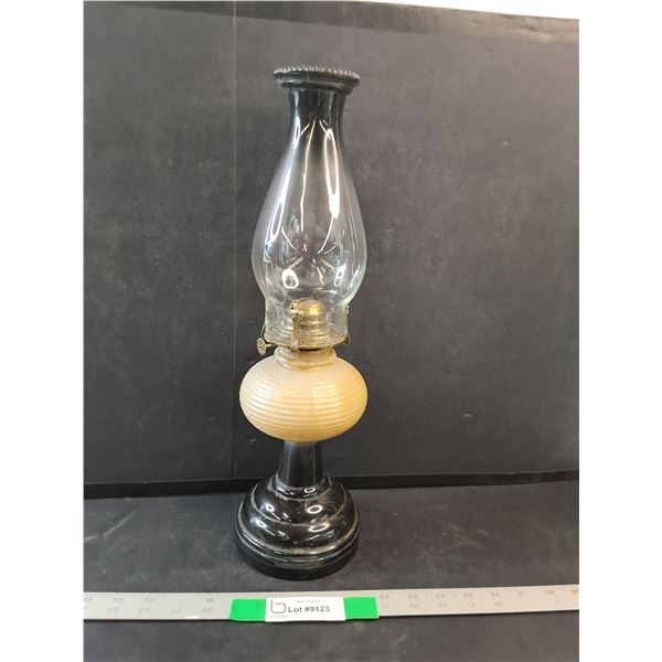 Vintage Glass Oil Lamp- 6" x 17"