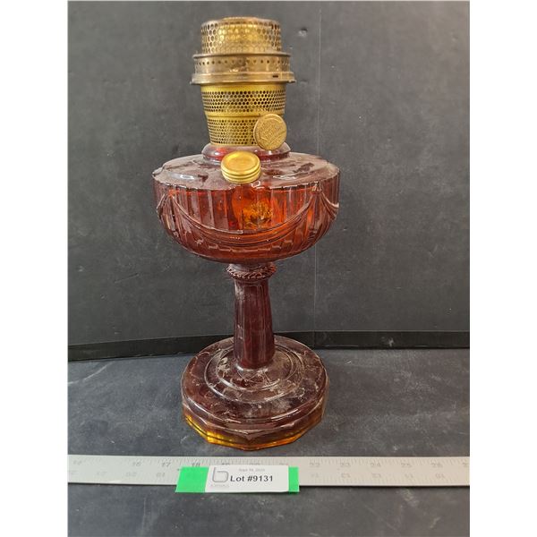 Red Glass Nu-Type Model B. Aladdin Oil Lamp - Small BB Hole