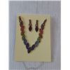Image 2 : Multicolored Rhinestone Necklace & Earrings