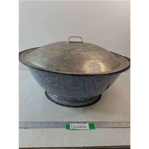 Old Enamel Bread Pan With Lid - PICK UP