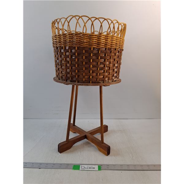 Wicker and Wood Plant Stand - PICK UP