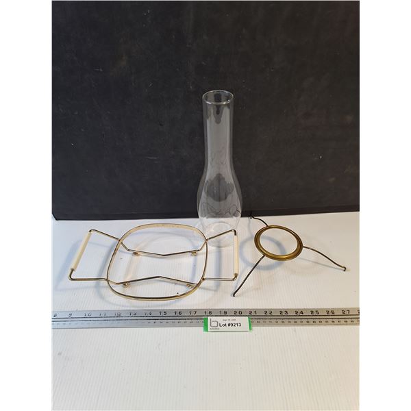Vintage Casserole Dish Tray, Lantern Chimney & Stand