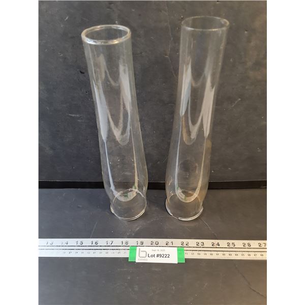 (2) Vintage Oil Lamp Chimney's - 2.75" Base Diameter x 12.25" High