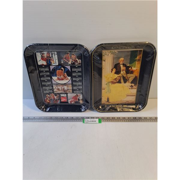 #(2) Metal Serving Trays (Coca-Cola/Norman Rockwell) 11" x 13"