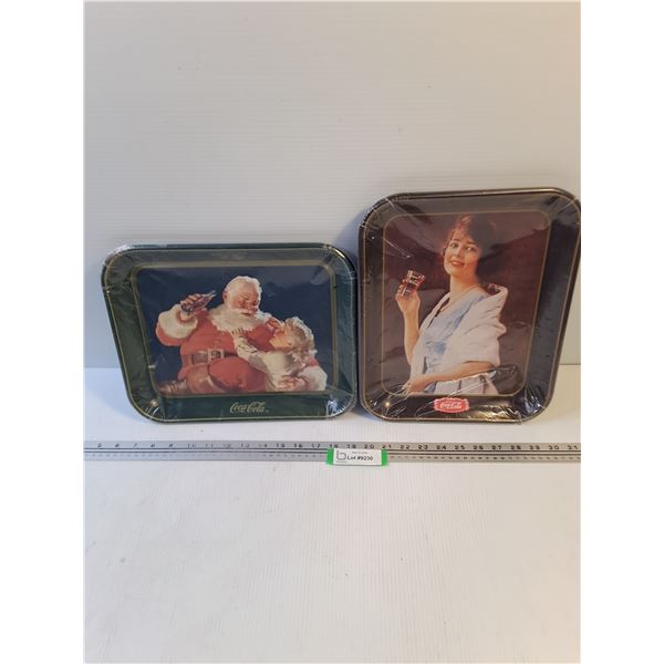 #(2) Metal Coca-Cola Serving Trays - 11" x 13"