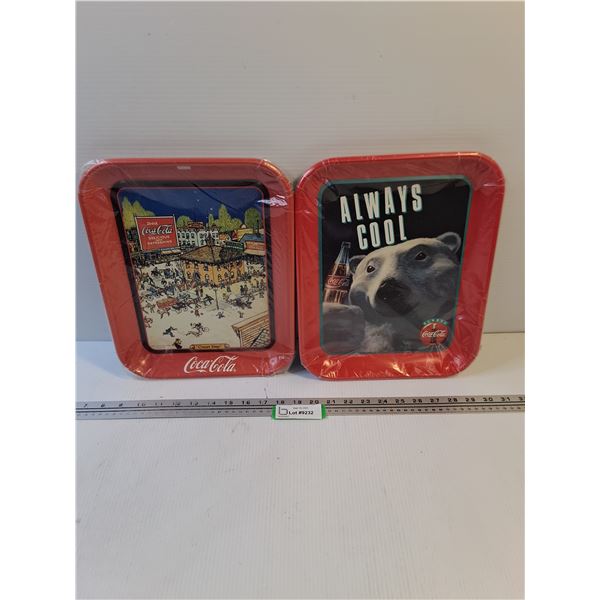 #(2) Metal Coca-Cola Serving Trays - 11" x 13"