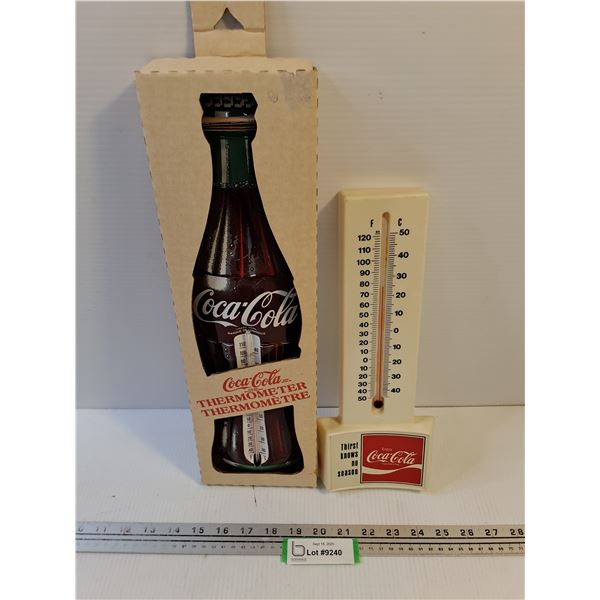 (2) Wall Mount Coca-Cola Thermometers (17" & 13")