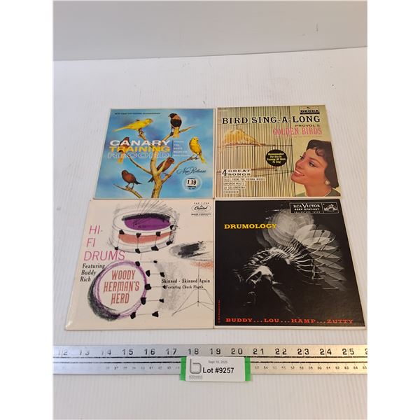 (4) 45 Records (Bird Songs & Drums)