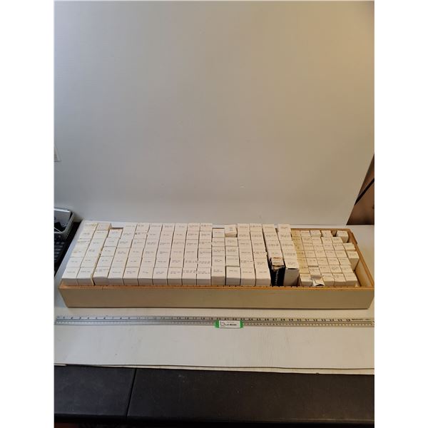 Wooden Flat of Assorted Electronic Circuit Capacitors -  PICK UP