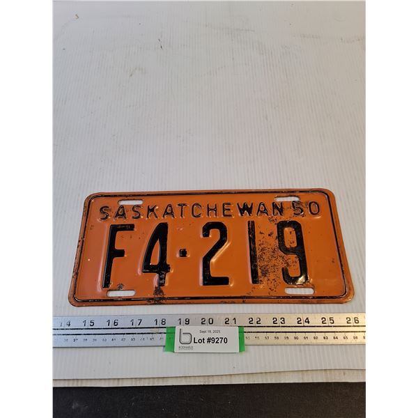 Vintage 1950 Saskatchewan License Plate