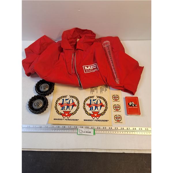 Massey-Ferguson Medium Size Jacket, 150 Year Decals, Rain Gauge, Playing Cards, Toy Tires