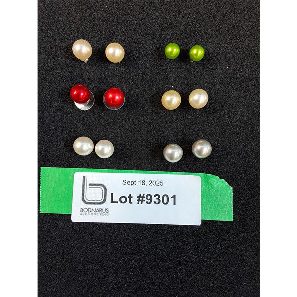 (6) Vintage "Pearl" Style Earrings - Various Colors